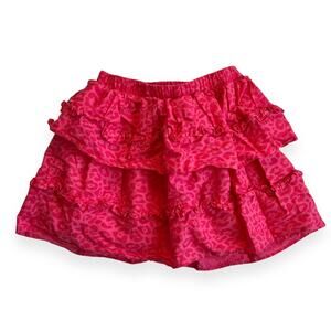 Posh Peanut Ruffled Mini Skirt Animal Print Pink Girls 8